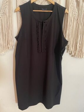 GAP Black Sleeveless Shift Dress with Ruffle Trim